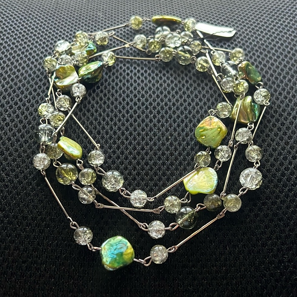 New Green Beads Long lariat Necklace